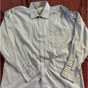 Michael Kors Button Down Shirt Long Sleeves Men's Blue Striped Size 16 34/35